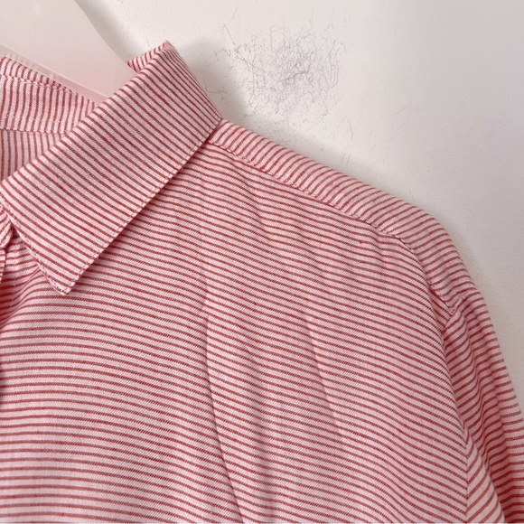 onia Red and White Striped Button Up Shirt Dress Pockets Coastal Beachy Summer - Picture 4 of 13